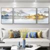 Pintura decorativa para sala de estar, sofá, fondo, pintura colgante de pared, muelle, pintura de paisaje, atmósfera moderna sencilla, tríptico abstracto