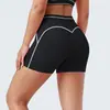 Shorts deportivos de cintura alta transfronterizos con costuras de color contrastante, leggings casuales, shorts de yoga, shorts de running y fitness para exteriores para mujer