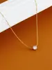 Popular Collar de Acero de Titanio con Pedrería para Mujer, Oro de 18K, Accesorio de Clavícula de Lujo Ligero de Nicho, Simple y Exquisito al por Mayor