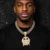 Colar Corrente Cubana Masculino Europeu e Americano Transfronteiriço com Pedras Totais Estilo Hip Hop Pingente de Personalidade Emoji