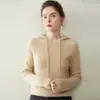 Estilo Nuevo Otoño e Invierno Sudadera de Cachemir con Aguja de Lingote Moda Casual para Mujer Jersey de Manga Larga Punto con Capucha de Cachemir Ropa de Punto