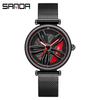 Sanda sanda Novo Relógio de Pulso de Quartzo Personalizado para Casal Série Roda Mostrador Casual Pulseira de Malha Relógio Feminino 1074