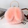Bolso con Hebilla de Piel Sintética de Conejo Transfronterizo, Bolso de Felpa Portátil para Mujer, Bolso de Orejas de Conejo Moderno y Sencillo, Bolso de Piel
