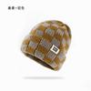 Gorro de Punto Cuadros Tablero de Ajedrez para Mujer Otoño e Invierno Nuevo Estilo Coreano Nicho Gorro de Lana para Cabeza Grande Muestra la Cara Pequeña Gorro Cálido