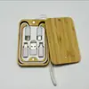 Caja de Almacenamiento Multifuncional Adaptador Cable de Datos Seis en Uno Biodegradable Paja de Trigo Alambre de Bambú Rectangular