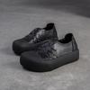 Jiezu 2025 Otoño Nuevos Zapatos Casuales de Punta Redonda sin Cordones Estilo Casual Zapatos Individuales Cuero de Vaca de Capa Superior Moda Versátil Zapatos para Mujer
