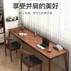 Mesa de computador longa retangular de peça única em madeira maciça estilo nórdico para duas pessoas para uso fixado na parede na sala de estar, escritório ou quarto