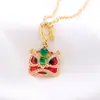 Accesorios para Colgantes DIY Nuevos Versátiles Estilo Chino Festivo Esmalte de Goteo Diamantado Coloridos Colgante de la Serie Danza del León