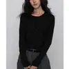 Cardigan de Tricô Outonal com Gola Redonda e Mangas Longas Feminino Fino Peça Externa Solta Estilo Preguiçoso Old Money Top