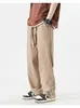 Pantalones Casuales con Botones para Hombre, Nuevo Estilo Americano High Street de Primavera y Otoño, Pantalones Rectos Holgados, Pantalones Largos Deportivos de Pierna Ancha de Secado Rápido, Modernos