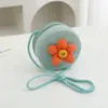 Nova Bolsa de Palha Infantil para Primavera e Verão, Porta-Moedas Girassol, Tampa Flip, Bolsa Pequena Transversal de Moda para Viagem na Praia para Menina