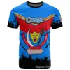 Bandera de la República Democrática del Congo y Patrón de Emblema Nacional Impresión 3D Nueva Camiseta de Manga Corta para Hombre Transfronteriza Venta Directa de Fábrica