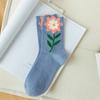 Calcetines para Mujer Flor Pequeña Tridimensional Media Caña Flor de Tulipán Japonesa Calcetines de Algodón Pequeños Frescos Estilo Universitario Color Sólido Calcetines Modernos