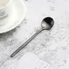 Punto de Acero Inoxidable 304 Cuchara para Café Cabeza Redonda Cuchara Pequeña Redonda para Remover Postre Patrón Láser Logo