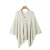 Cardigan Shawl Preguiçoso Oversized de Linho Tencel Cor Natural 9533N9533-1 Shawl Fino de Tricô Irregular
