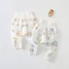 Calça de Algodão Fina para Bebê Calça de Botão no Entrepernas para Outono e Inverno de Bebê Calça Quente Acolchoada para Recém-Nascidos Calça de Cintura Alta para Proteção da Barriga para Meninos e Meninas