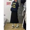 Suéter com Capuz Feminino Estampado Britânico Manga Longa Unissex Hoodie Feminino Novo Comprimento Médio College