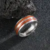 Especial internacional para novo anel masculino de aço inoxidável anel com grão de madeira vintage joia de comércio exterior anel de titânio com gota