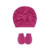 Fuente transfronteriza gorro fetal para bebé guantes antiarañazos juego de 2 piezas gorro pullover para bebé gorro indio gorro de orejas de conejo comercio exterior europeo y americano