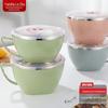 Tigela de aço inoxidável 304 com tampa Copo de refeição Copo de macarrão estudantil Lunch Box Tigela de macarrão selada Bento Box Practical Gift Bowl