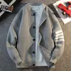 Chaqueta de punto, suéter tejido, suéter de otoño e invierno de alta gama con cuatro rayas para hombre, estilo old money, comercio exterior al por mayor transfronterizo