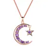 Green Sky Joyería de moda sencilla Collar de Luna + estrella de Diamante Blanco estilo de moda personalizado collar entrega de una sola pieza para mujeres