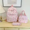 Set de mochila estampada fresca y elegante de tres piezas para estudiantes de secundaria y universidad, estilo universitario, temática de bosque, para chicas, adecuado para viajes casuales
