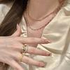 Estilo Antiguo Medio Lujo Industria Pesada Cara Brillante Incrustado Zircón Collar Anillo Doble Capa Diseño de Personalidad Única Sentido de Alto Traje