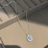 Collar Colgante de Zirconia Azul Forma de Gota de Agua para Verano Fresco, Cadena de Clavícula de Lujo Ligero Estilo Nicho, Estilo Minimalista con un Toque de Sofisticación