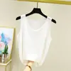 Camisola de Color Sólido de Algodón de Bambú para Mujer, Top de Verano sin Mangas, Cuello Redondo, Corte Holgado, Se Puede Usar como Capa Exterior o como Capa Base