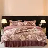 Temporada de Invierno Juego de Cama de Vellón de Leche de Cuatro Piezas Estilo Colcha Vellón de Doble Cara Cálido Engrosado Funda de Edredón Vellón de Coral 1.8m Suministros