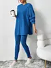 Outono/Inverno 2026 Europeu e Americano Amazon Cross-Border Conjunto Casual Feminino de Calça Longa e Moletom com Capuz de Manga Longa Canelado Solto