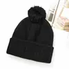 Nuevo Gorro de Punto para Hombre Estilo Transfronterizo Doble Capa Engrosado Europeo y Americano, Gorro Negro sin Visera, Gorro de Lana con Letras para Otoño e Invierno