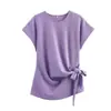 Atacado Fabricante de Roupas Femininas Transfronteiriço 2025 Conjunto Macio com Top de Gola Redonda Manga Curta Bordado e Saia Midi