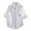 Camisa de Manga Corta con Bordado Tie-dye de Diseño de Nicho de Algodón para Jóvenes Hombres Verano Nueva Llegada 26 Cárdigan Versátil