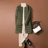 Ropa Youjia Chaqueta Ligera de Plumas para Mujer de Longitud Media Otoño e Invierno Cuello Redondo Chaqueta Larga Sin Cuello Liner de Cuello V Intercambiable