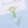 Pingente de chaveiro de coração com pompom colorido, acessórios DIY, chaveiro de contas, corrente de celular, pingente de bolsa, pequena decoração atacado