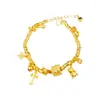 Pulseira Dourada Estilo Antigo de Luxo com Fragmentos de Estrela Dourada Lua Flor Coração Dourada para Mulheres, Estilo Moderno e Elegante