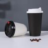 Vaso de café desechable de doble capa, negro puro, calibre 90, hueco y grueso, anti-calor, blanco, para bebidas calientes, leche, té, imprimible en tienda