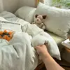 Ropa de cama ins juego de cuatro piezas algodón puro 2026 modelo nuevo sábana y funda de edredón 100% algodón dormitorio de estudiante juego individual de tres piezas 3