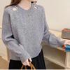 Estación Europea 2025 Invierno Nuevo Estilo Coreano Elegante Cuello Polo Patchwork de Mezclilla Suéter de Punto Conjunto de Dos Piezas Suéter para Mujer