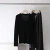 Ropa Positiva y Única / Cómoda y Fácil de Combinar Tejido de Lana de Gasa Yangzi Estilo Otoño e Invierno para Mujer Acanalado Ajustado Cuello en U Lana