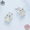 Brincos Avale Originais Exquisitos Coruja Luminosa Branco Banhado a Ouro Brincos de Prata Esterlina S925 Joias Brincos Femininos