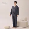 Algodón PuroPijama para Hombre Estilo Primavera/Otoño Manga Larga Juvenil Sencillo Se Puede Usar Fuera de Casa Conjunto de Ropa Nuevo Estilo 2026