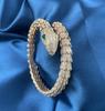 Pulsera de serpiente de oro rosa con circonita incrustada directa de fábrica para mujer, ajustable, de plata con diamantes completos, opcional en cuatro colores