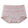 Calzoncillos tipo bóxer para mujer de algodón puro, estilo Fair Isle de primavera, de cintura media, totalmente de algodón, ajustados a la cadera, talla grande con entrepierna extendida