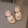 Sandalias de Princesa con Lazo de Encaje Lindas para Niñas 2026 Estilo Coreano Verano Nuevas para Niña Pequeña Suela Suave Playa Zapatos de Moda