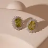 Pendientes Retro Europeos y Americanos Pequeños de Circonita Ovalados Geométricos Estilo Nicho de Lujo Ligero Transfronterizo Pendientes Simples de Alta Gama para Mujer