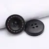 Botões de Madeira de Quatro Furos com Bordas Largas e Finas, Bordas Chanfradas e Linhas Pontilhadas, com Logo Personalizado Gravado a Laser, para Camisas e Cardigans, Botões Decorativos Costurados à Mão