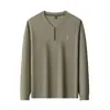 Camisa Polo Estilo Nuevo de Primavera Camiseta de Manga Larga para Hombre Color Sólido Cuello de Solapa Mediana Edad Holgada de Moda Sudadera de Moda para Hombre
